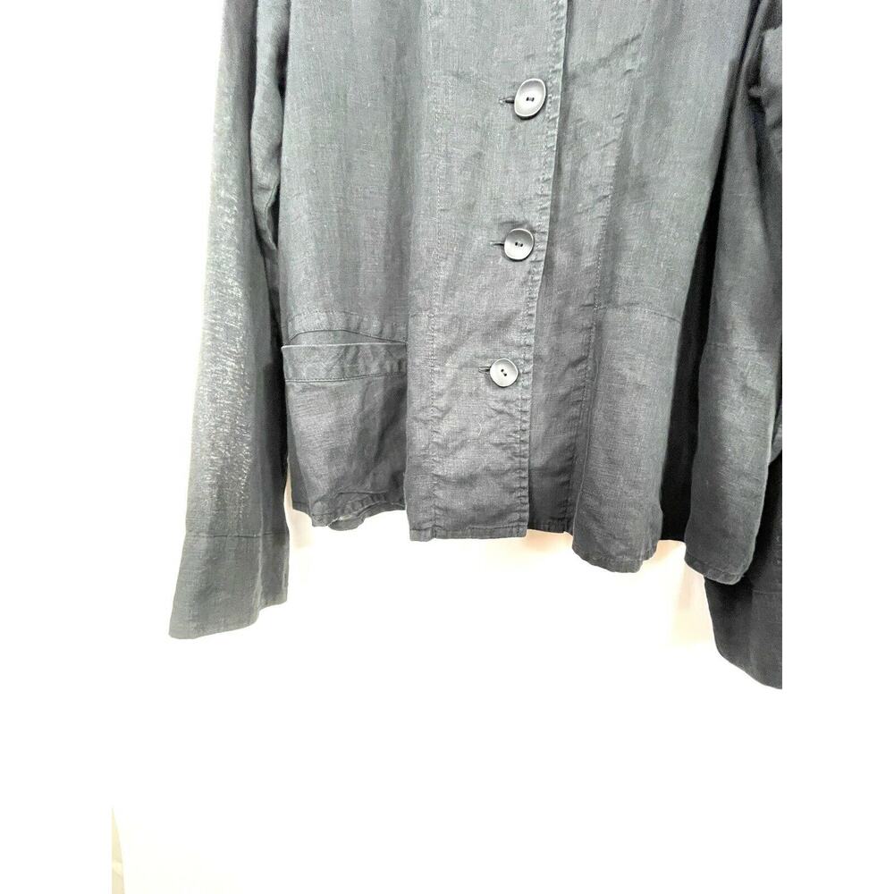 Flax Button Front Collared Blouse Linen Shirt Top… - image 4